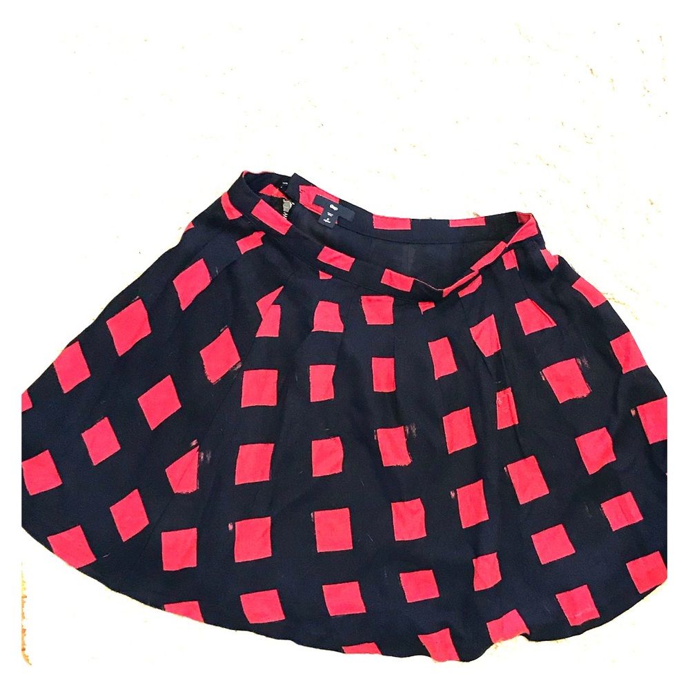 Navy and red mini skirt pleated